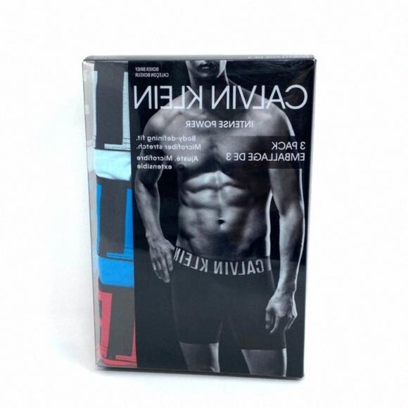 🌿Sale🌿 Calvin Klein 3-PACK Boxer Briefs Microfiber NB2594916 Men's Red Blue - Picture 2 of 9